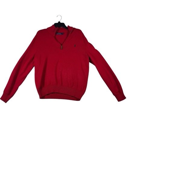 Ralph Lauren Other - Polo Ralph Lauren Red Quarter Zip Sweater Men's Large Cotton Pullover Pony Logo